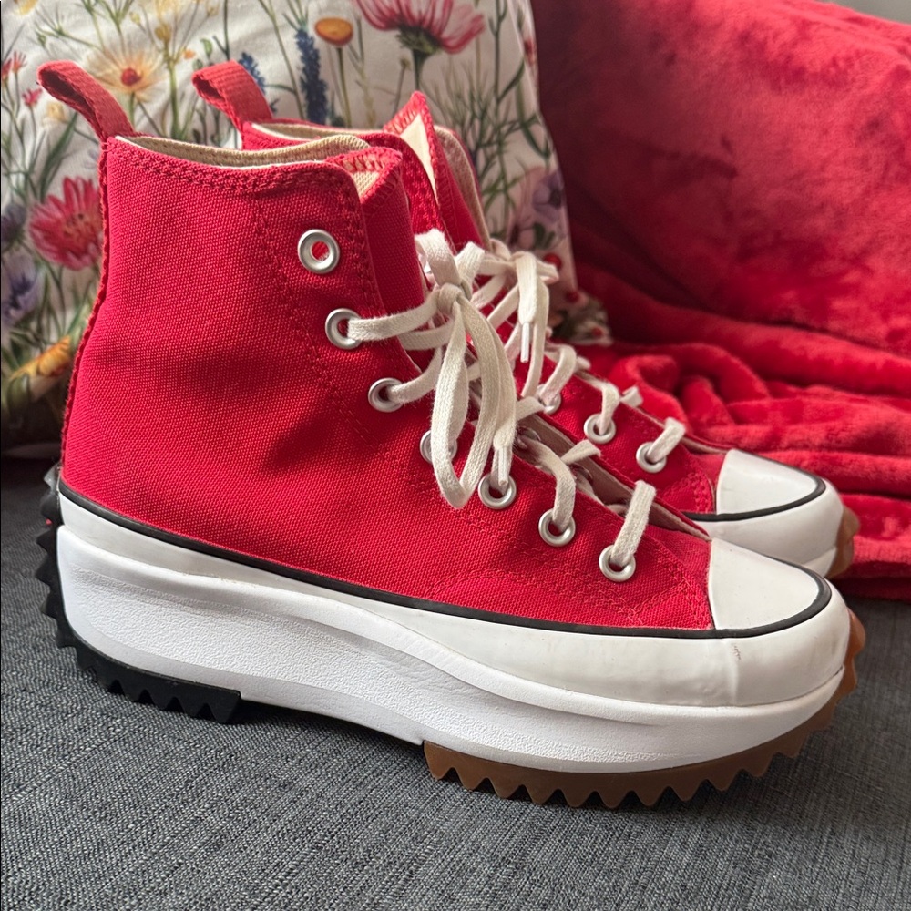 Converse Red Platform High-Top Sneakers